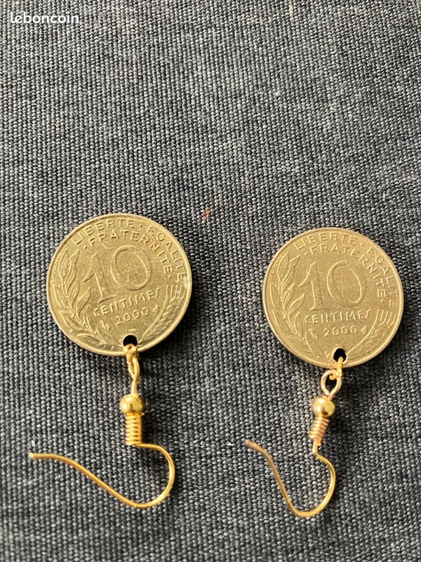 Boucles D'oreilles Anciennes En Argent Massif 925 - Clips, Motif Monnaie One Dime - Occasion