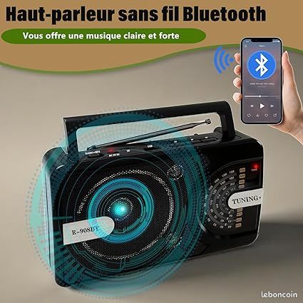 Radio Portable RETEKESS TR618 - FM/AM/SW, Lecteur USB/SD, Haut-parleur 3,5", Secteur/piles (Gris)