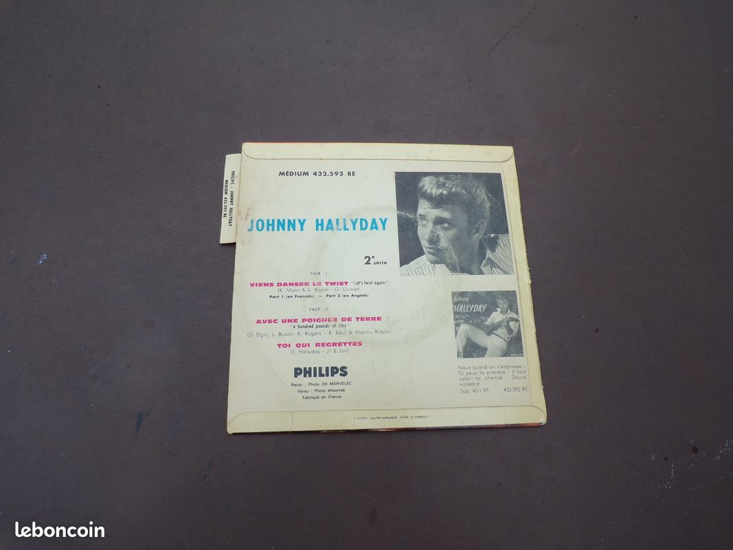 VINYLE 45T JOHNNY HALLYDAY VIENS DANSER LE TWIST 2EME SERIE avec languette (image 2)