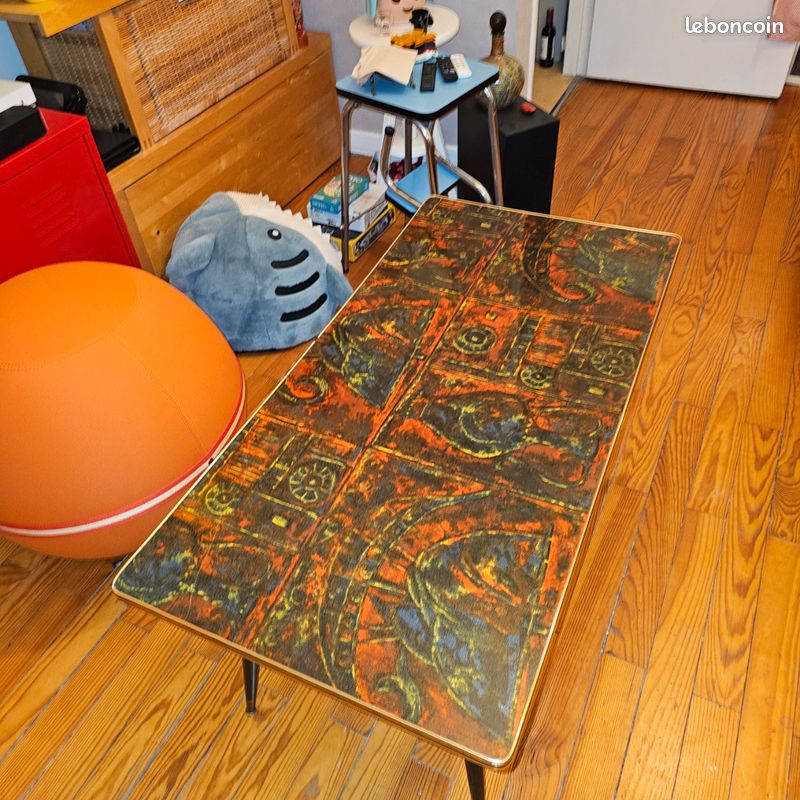 Table basse vintage année 60 pieds compas (image 5)