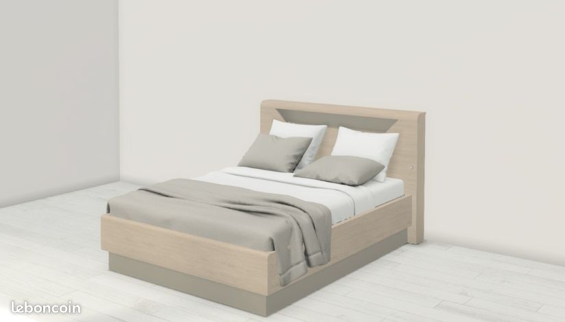 Lit coffre 160 x 200 CELIO - chêne clair / PARFAIT ETAT (image 1)
