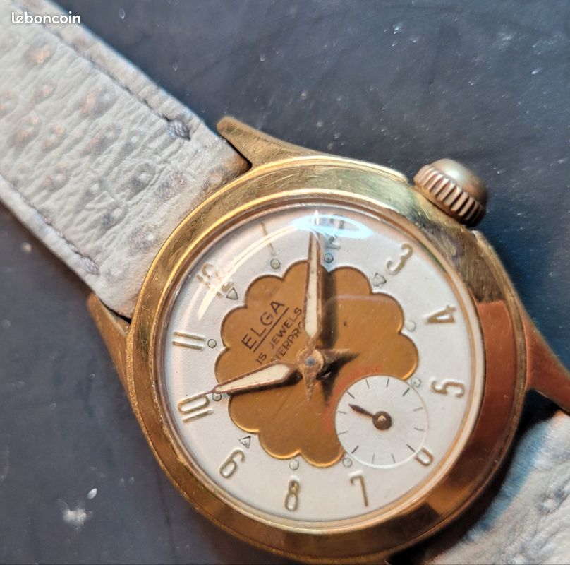 Montre Vintage Erec Pour Homme - Mécanique Manuelle, Boîtier Plaqué Or, Bracelet Cuir, 17 Rubis