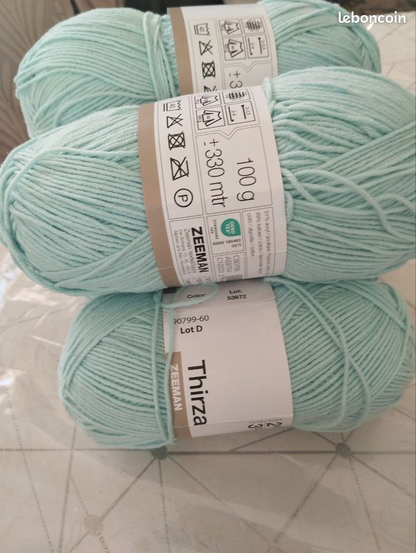 Lot De 6 Pelotes De Laine Acrylique Couleur écru - 380 Grammes Total, Aiguilles 3,5