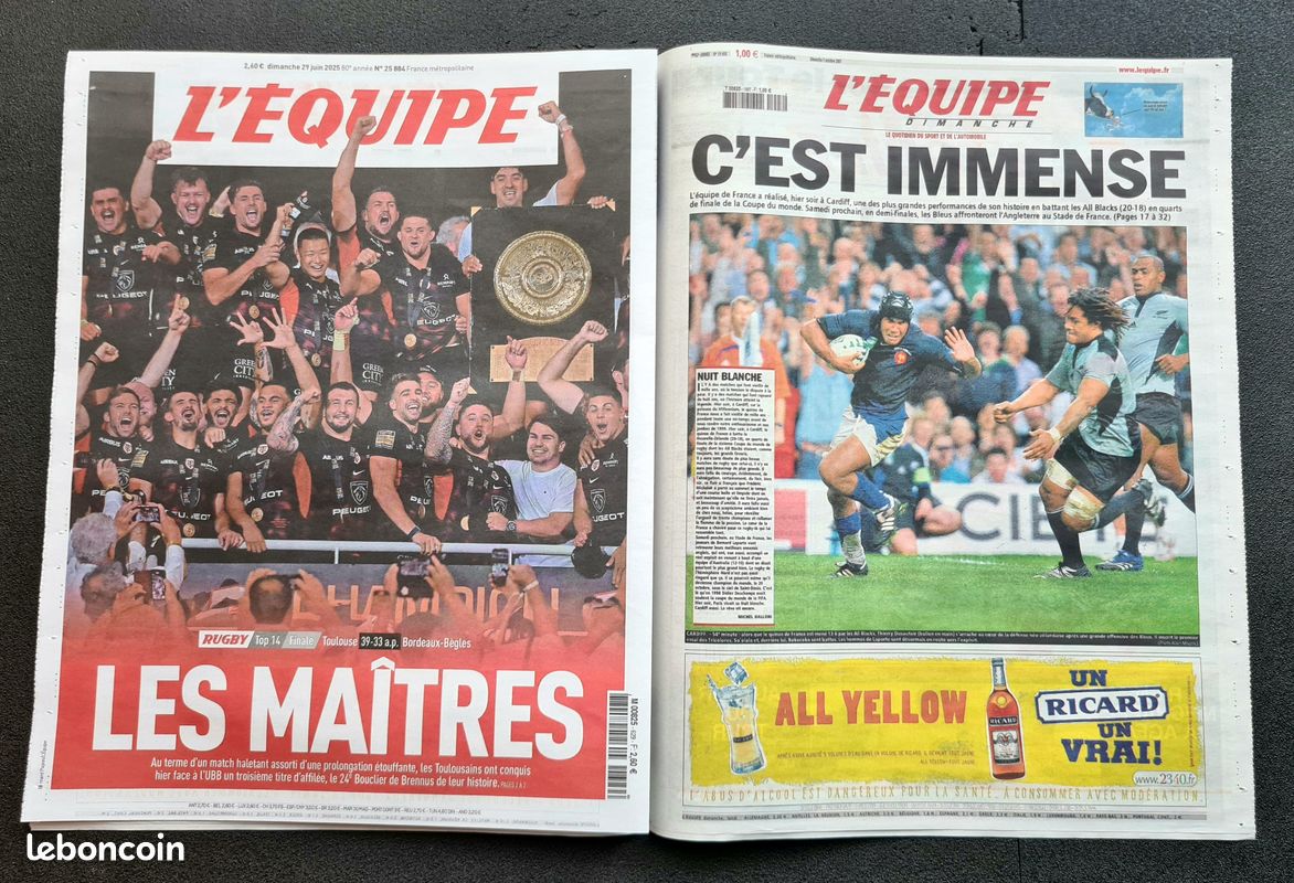 L'EQUIPE 13/04/2026 AVRIL Les Unes RUGBY "Cadrages et débordements" (image 6)