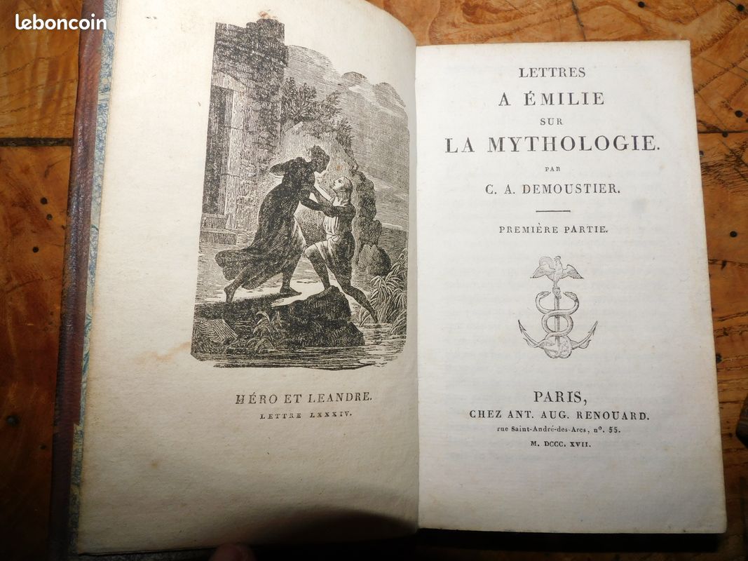 Lettres a émilie sur la mythologie c-a demoustier 6 tomes en 3 vol. Gravures 1817 vénus apollon etc (image 3)