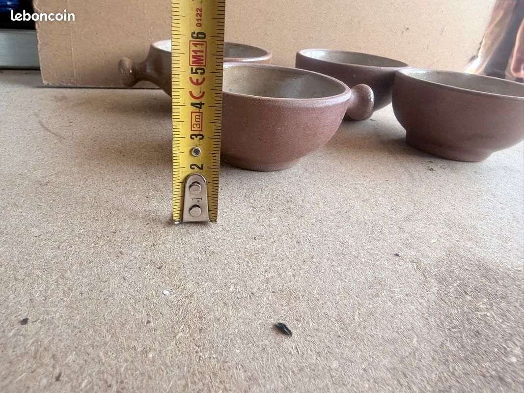 Lot de 4 bols à oreilles en grès émaillé brun et beige (image 6)