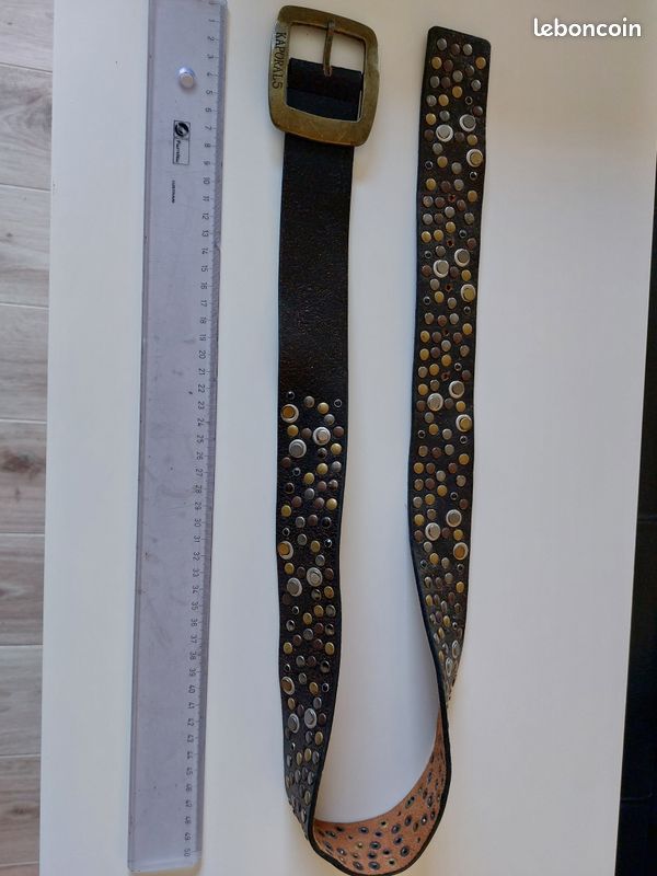 Ceinture Vintage Kaporal – Cuir Véritable, Boucle Logo – Homme, Taille Ajustable