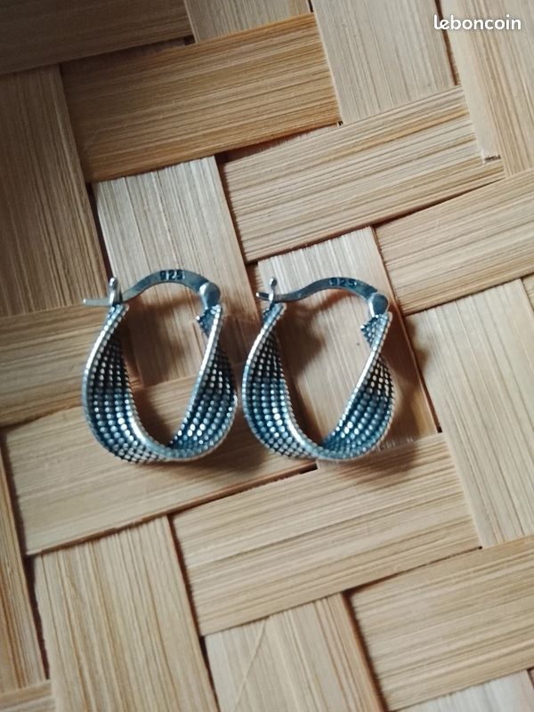 Boucles D'oreilles Créoles Torsadées En Argent 925 - 20mm X 2mm, Neuf Avec étiquettes