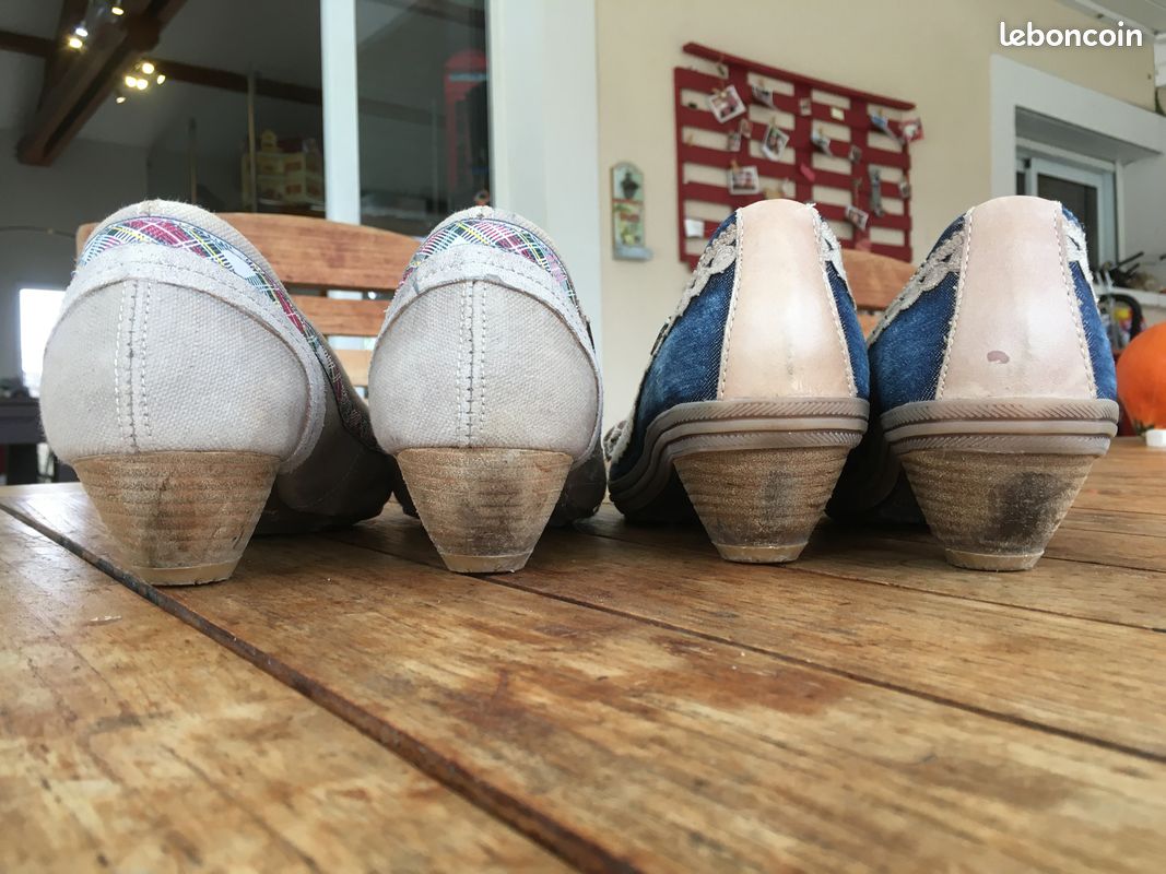 Chaussures à Talons Découverts En Cuir Femme - Taille 40 - Beige - Occasion