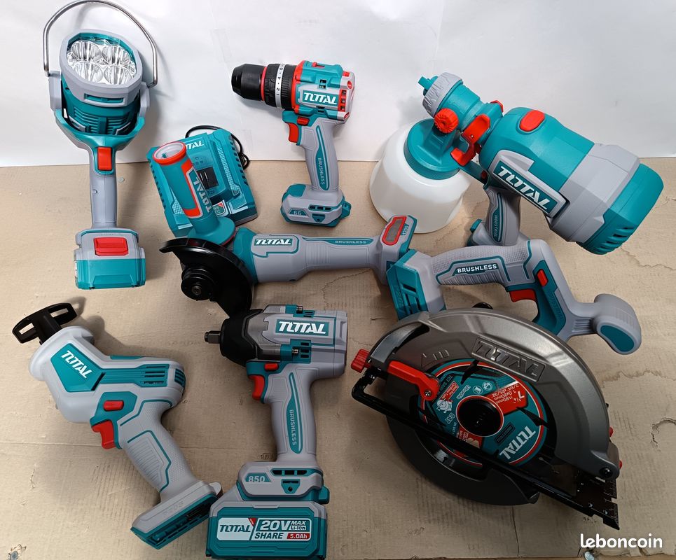 Lot de 7 outils électroportatif avec batterie 5 Ah et chargeur (image 1)