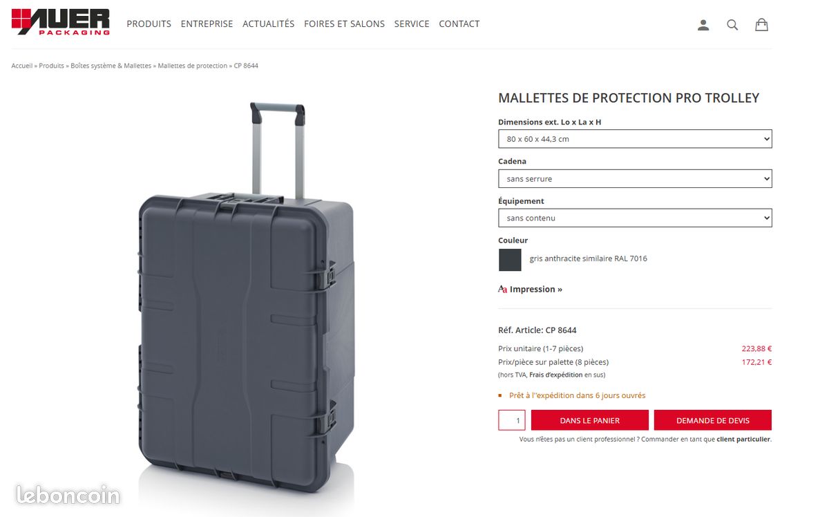 Valise de protection PRO trolley AUER CP 8644 – qualité pro (valeur 220) (image 1)