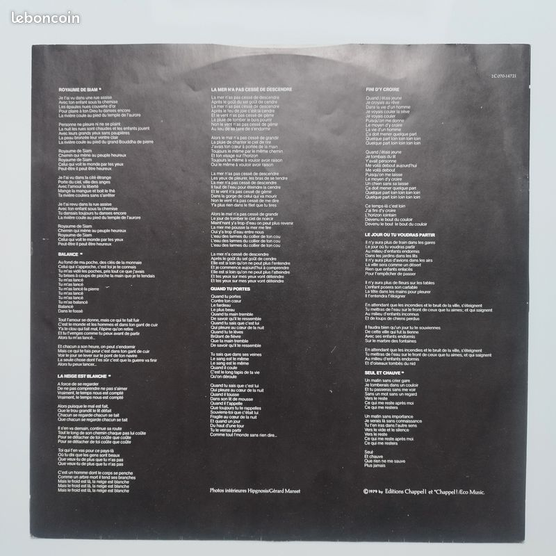 Disque vinyle 33t Gérard Manset LP Royaume De Siam (sortie 1979) (image 3)