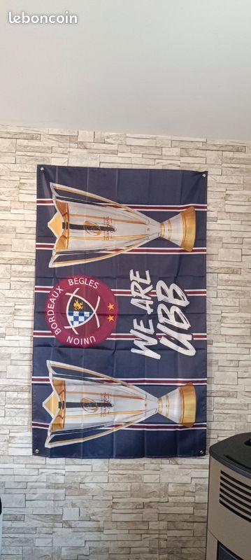 Drapeau UBB Union bordeaux Bègles taille 90 cm par 150 cm neuf (image 2)