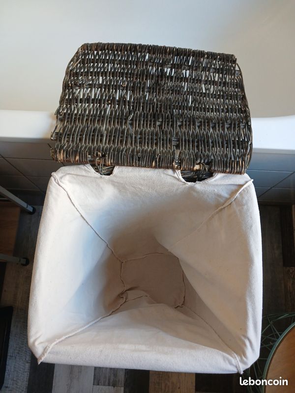 Panier à linge en osier en lin et coton naturel (image 6)