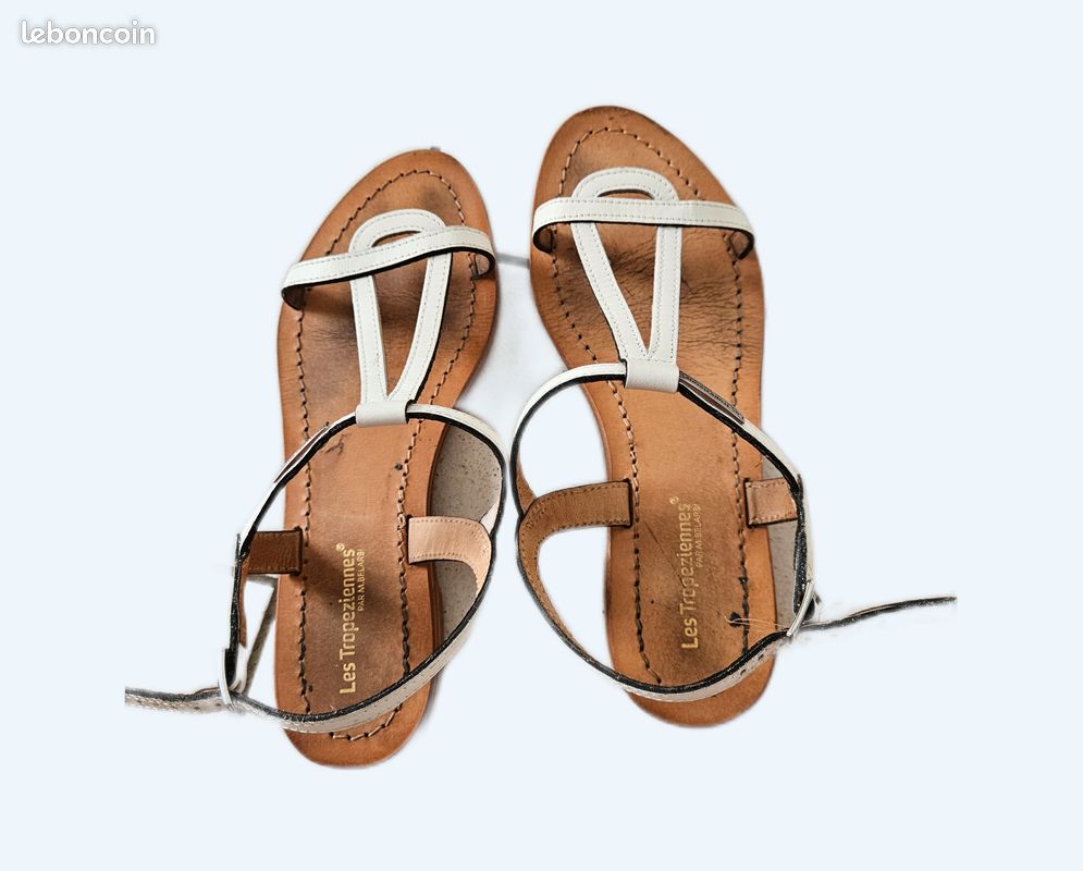 Tropezienne Chaussure Blanche Sandales En Cuir Les Tropézienne