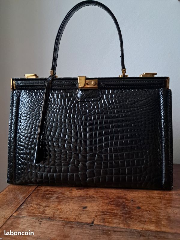 Manfield Sac Ã Main Cuir Imitation Croco Sac à Main Ancien En Cuir