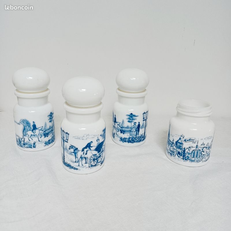 Lot de 3 pots d'apothicaire en opaline (image 6)