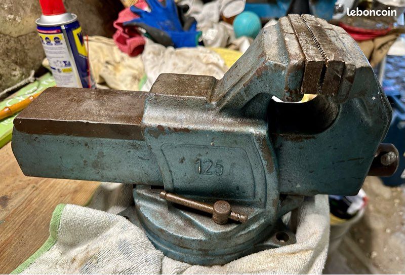 Étau d’établi ancien 125 mm – poids 16,5 kg (image 1)