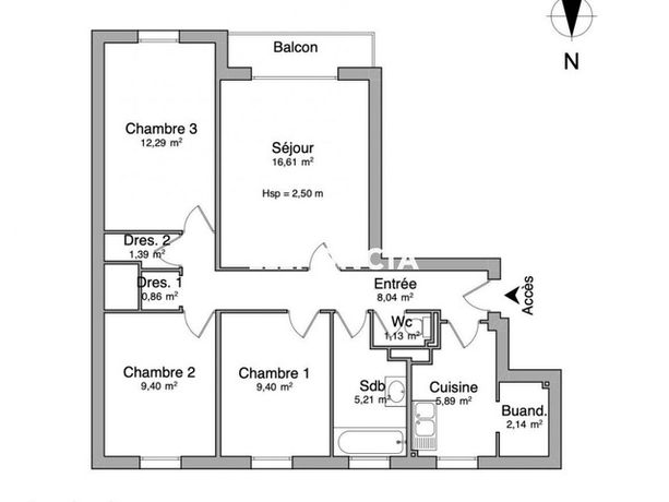 Appartement 4 pièce(s) 72 m²à louer Chatenay-malabry