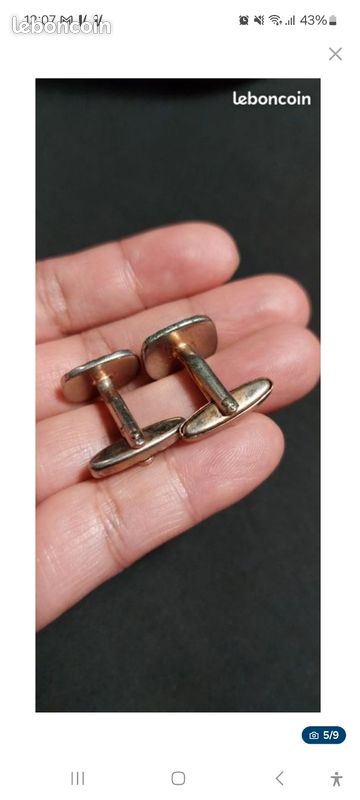 Boutons De Manchettes Vintage Dorés - Bijou Fantaisie Métallique Pour Chemise