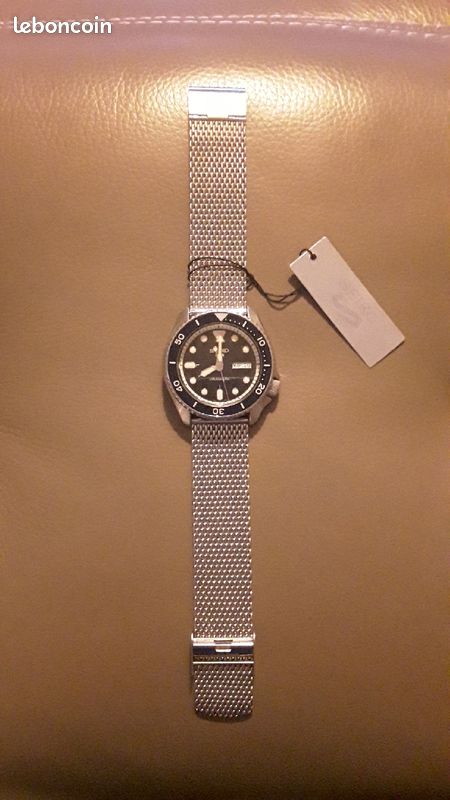 Seiko 5 sports SRPD71K1 cadran bleu bracelet maille Milanaise (image 3)
