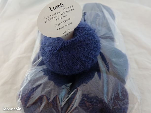 Lot De 10 Pelotes De Laine Kid Mohair Noir - Fabriqué En Italie - Pour Tricot, Crochet, Créations