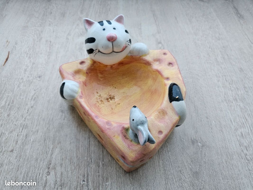 Cendrier en faïence chat gruyère souris 🐁 (image 2)