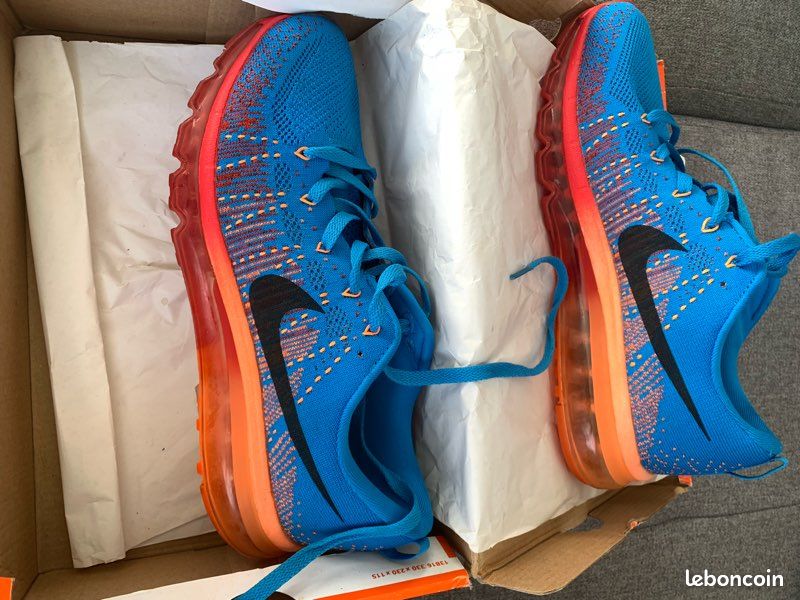 Nike Flyknit Air Max Vivid Blue/Atomic Orange Chaussures