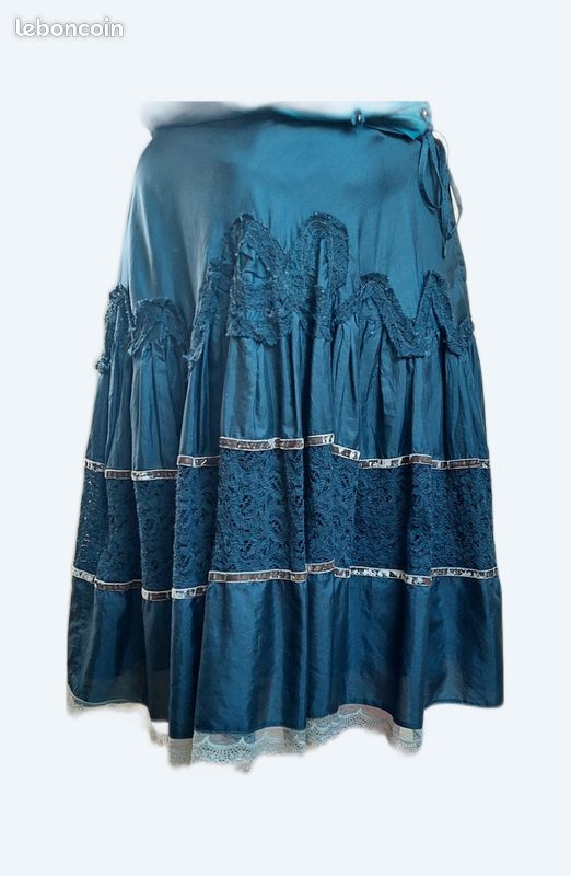 Jupe Longue En Soie Grise Armand Ventilo - Taille 42 - Occasion Très Bon état