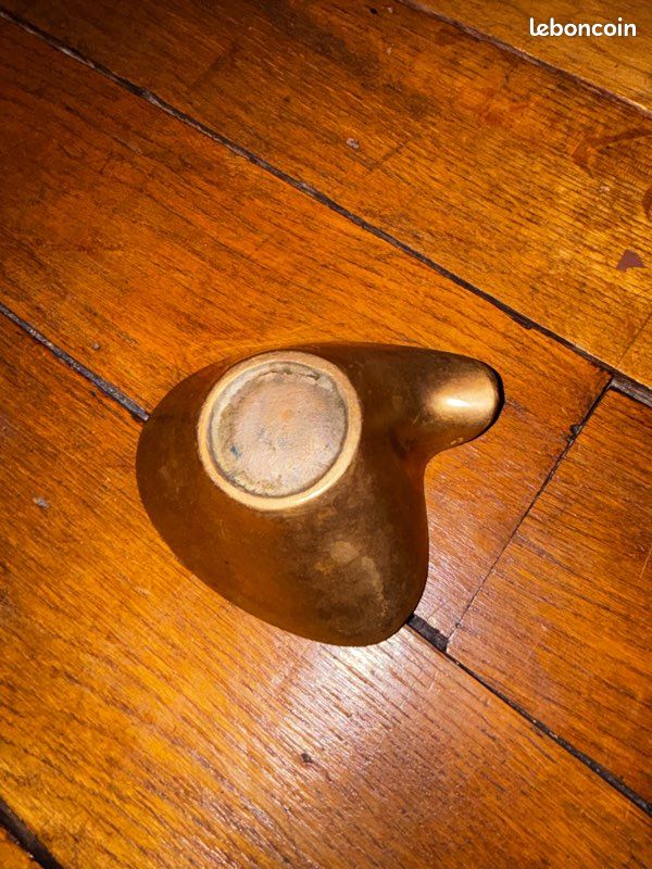 ANCIEN CENDRIER LAITON et bois LAMPES CORINT PARIS vintage Ashtray
