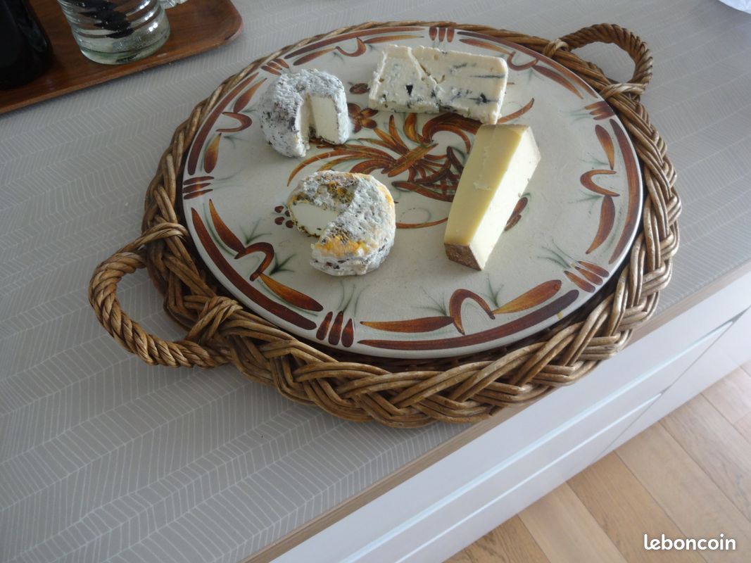 Plateau en osier de fromages et de charcuteries français - plateau de service vintage (14 pouces) - Canada