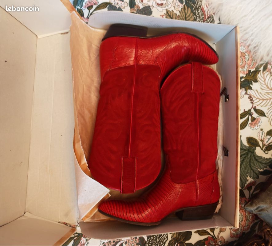 Bottes DSQUARED2 En Daim Et Cuir Rouge - Pointure 38 - état Parfait
