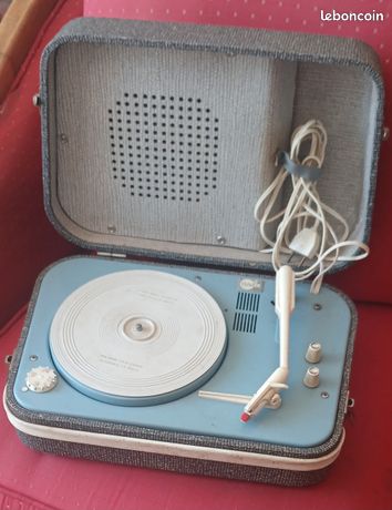 Ancien tourne disque valise - PHENIX - Label Emmaüs