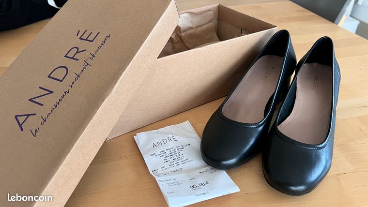 Escarpins Noirs André En Cuir Taille 37 - Neufs Sans Boîte