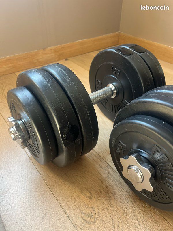 Lot complet musculation : Banc multi-exercices + Barre, Haltères & Poids (image 3)