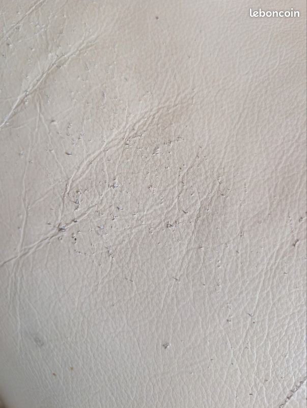 Canapé en cuir blanc cassé/beige (image 4)