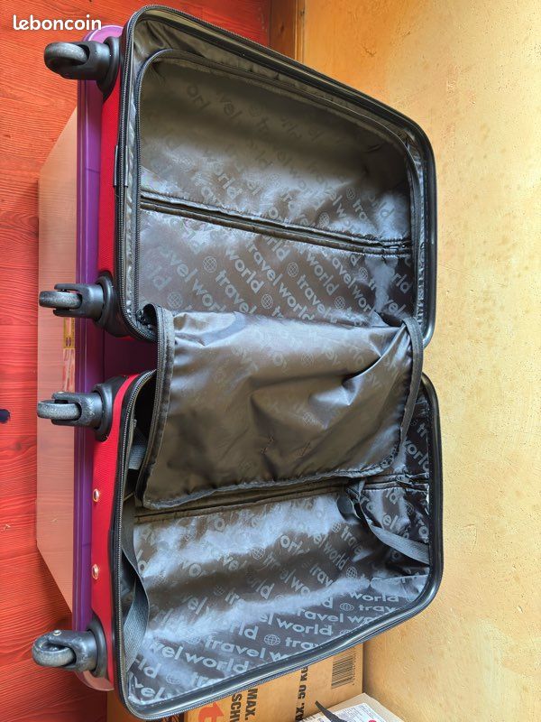 Valise cabine rigide 4 roues rouge Travel World (image 3)