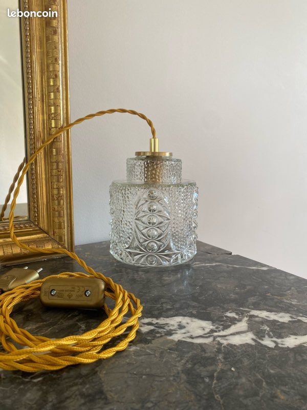 Suspension / Baladeuse globe vintage en verre (2 dispo) (image 1)