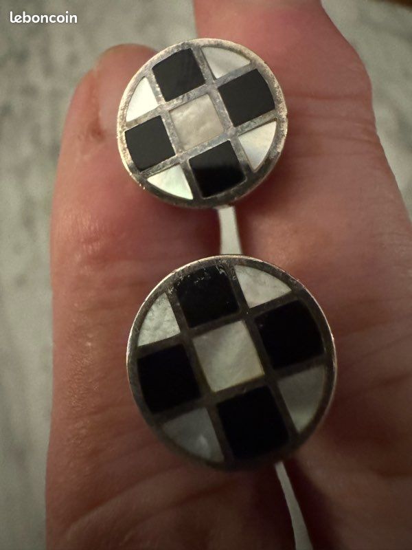 Boutons de manchette argent massif SEVEN valeur 200 NEUFS (image 2)
