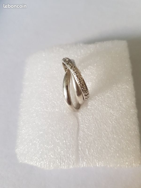 Bague Argent Massif Bague Chevalière Agatha En Argent Massif Avec Zircon Blanc - Taille 56/57, Occasion Chopard Bague