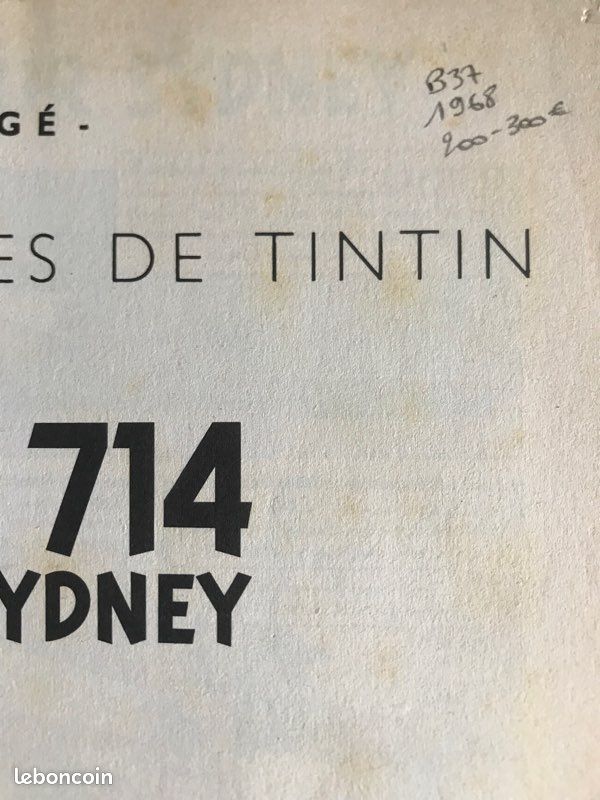 Rare Bd Les Aventures De Tintin Vol 714 Pour Sydney Hergé 1968 B37 Casterman (image 4)