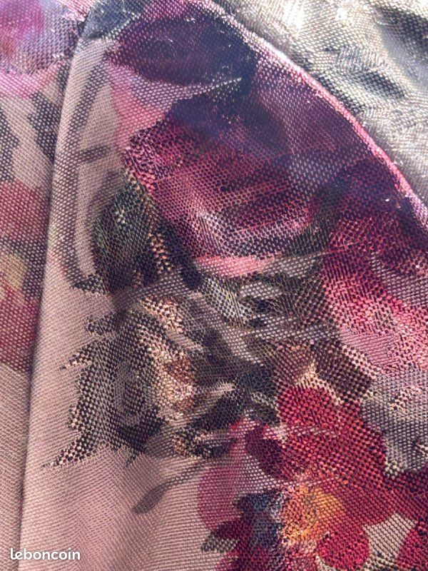 Casquette gavroche fleurie vintage T.53 – strass – rose bordeaux (image 12)