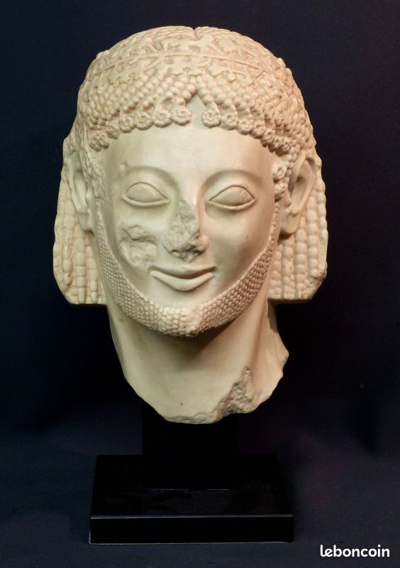 C très beau grand buste Chevalier Rampin d'après L'antique grecque 36cm Louvre (image 3)