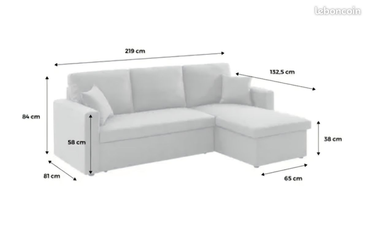 Canapé d'angle convertible en tissu marron (image 8)