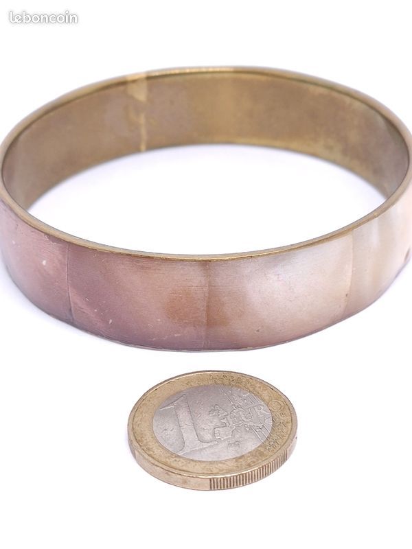 Bracelet Jonc Vintage En Métal Plaqué - Bijou Rétro - Occasion Porté