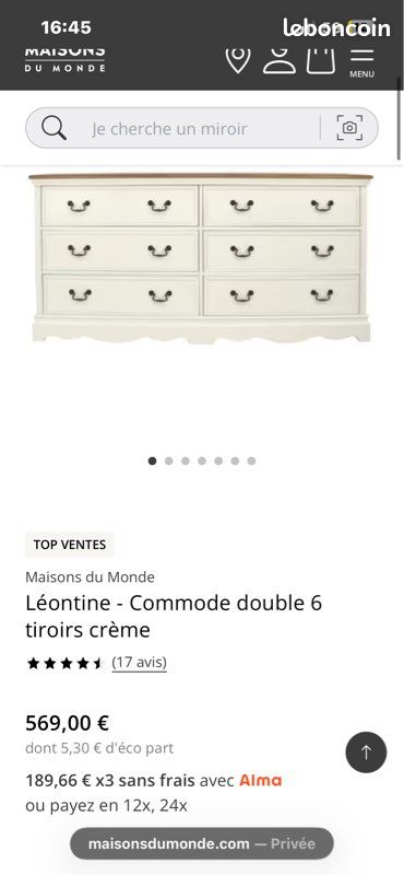 Maison du Monde – Commode Léontine 6 tiroirs – Top Vente – (image 8)