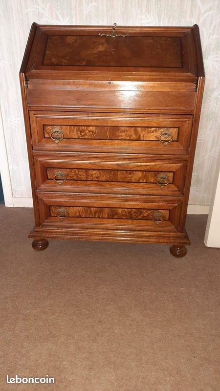 A vendre petit secrétaire anglais loupe d'orme (image 2)