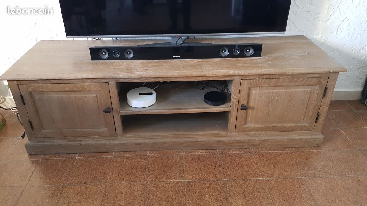 Meuble télé bas en chêne massif grand modèle Maison du Monde / très bon état / vide maison (image 1)