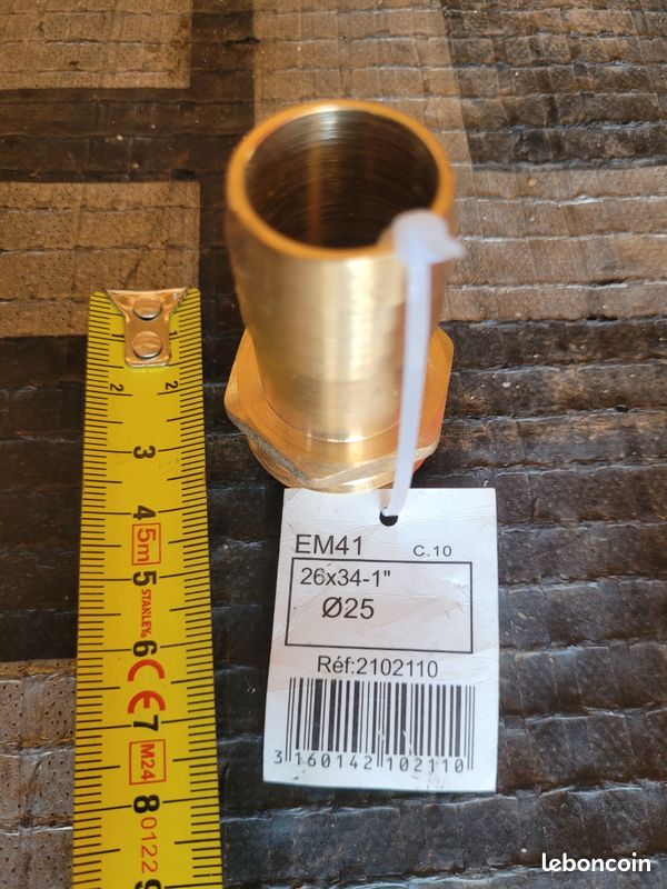 Raccord laiton 25mm bouté (image 2)
