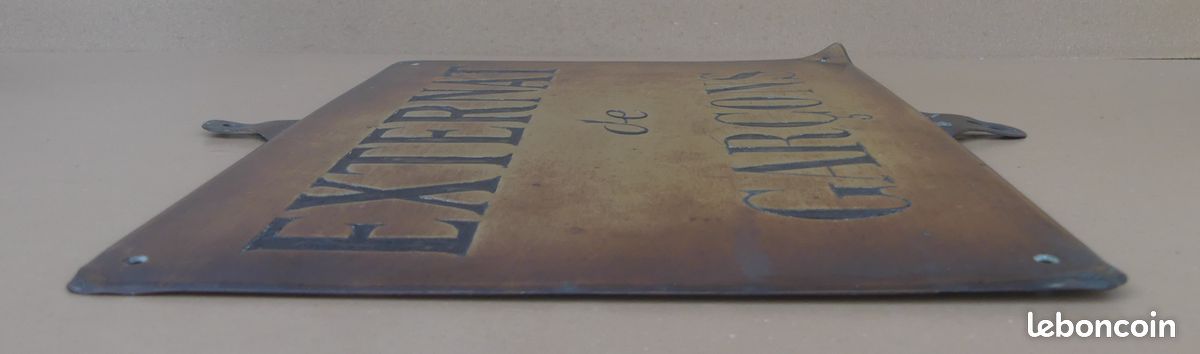 Ancienne plaque "Externat de garçons" laiton vintage déco école publique (image 11)